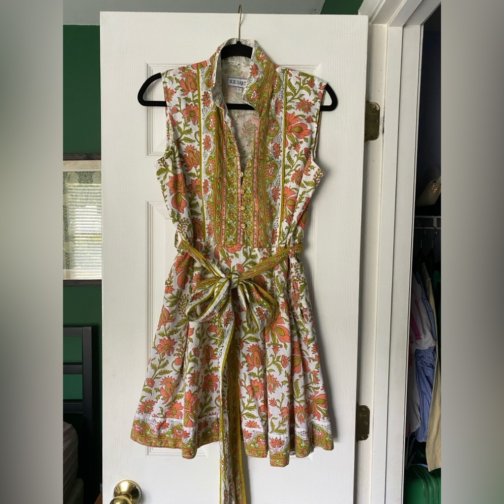 Sue Sartor Floral Mini Dress with Belt
